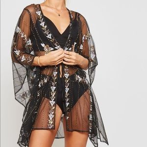 Premium Black Embellished Kimono